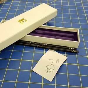 E Elton Pen Pencil Purple Stone Black & Gold Set